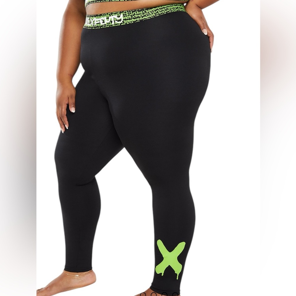 Savage X Fenty Black and Neon Green Leggings